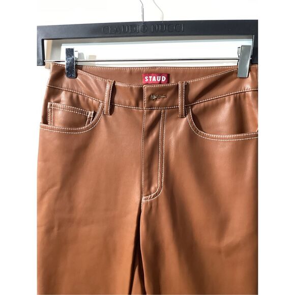 Staud Elliot Brown Faux Leather Pants - Picture 9 of 16